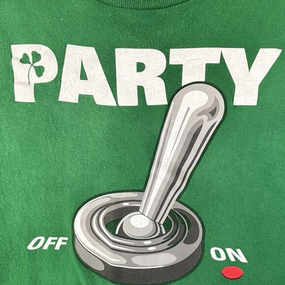 Vintage Party On Gamer Joy Stick Green T Shirt Faded Y2K St. Patrick Day - Picture 4 of 11